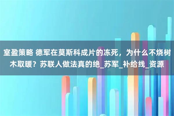 室盈策略 德军在莫斯科成片的冻死,为什么不烧树木取暖?苏联人做法真的绝_苏军_补给线_资源